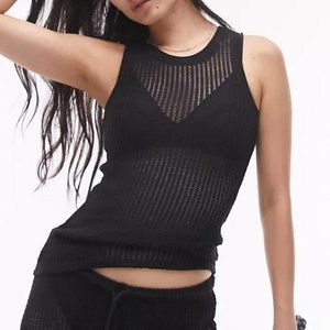 Topshop Stitchy Tank Top in Black